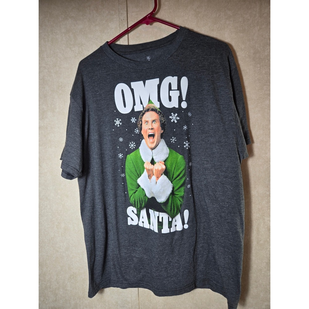 Ripple Junction Elf Movie OMG SANTA Graphic T-Shirt XL Heather Charcoal Grey